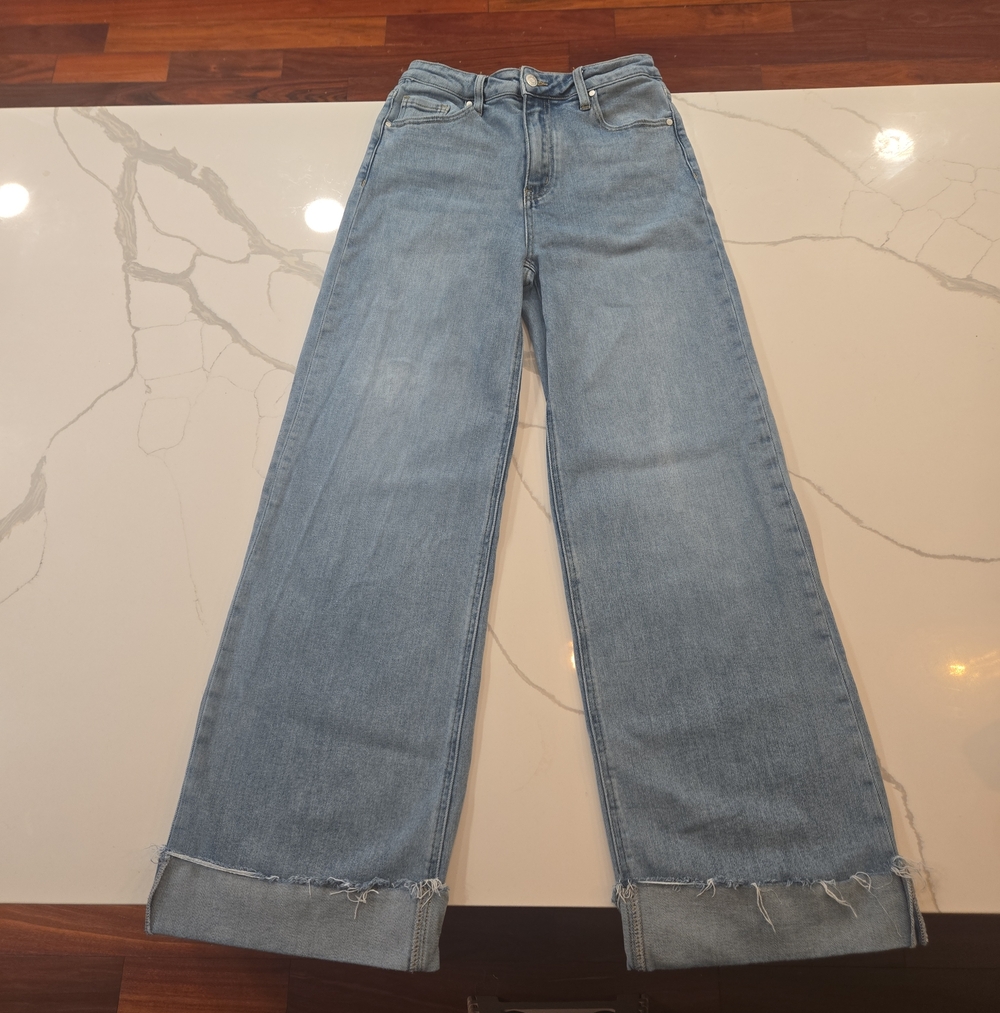 Anniewear Denim High Waisted Wide Leg Stretch Blue Jeans Medium Boho